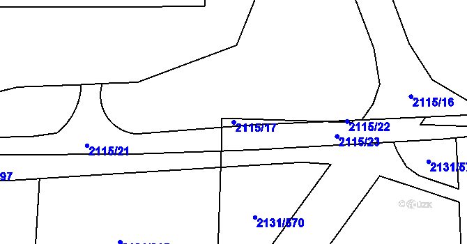 Parcela st. 2115/17 v KÚ Stodůlky, Katastrální mapa