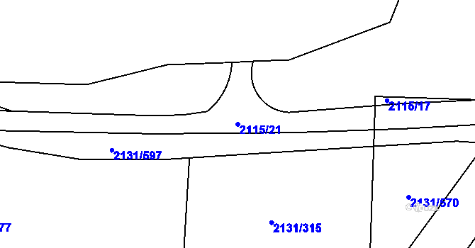 Parcela st. 2115/21 v KÚ Stodůlky, Katastrální mapa