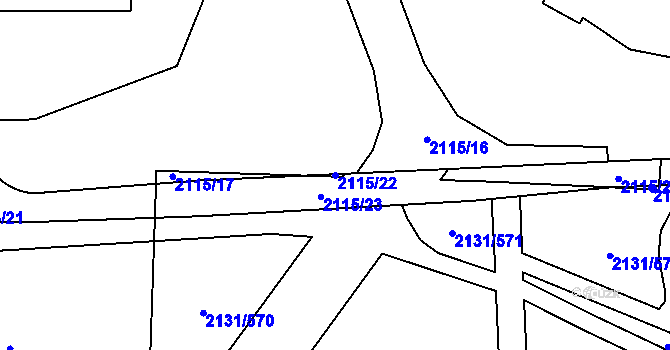Parcela st. 2115/22 v KÚ Stodůlky, Katastrální mapa