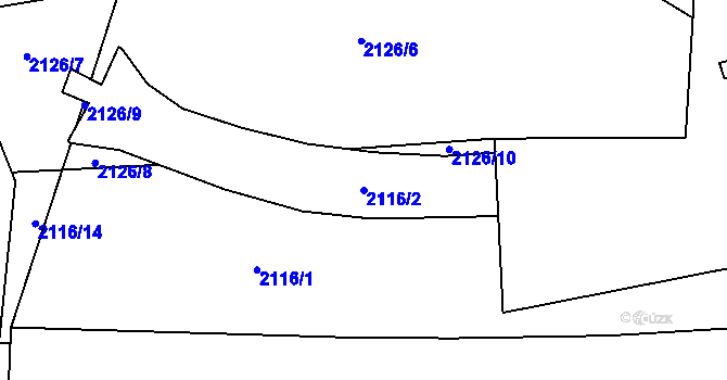 Parcela st. 2116/2 v KÚ Stodůlky, Katastrální mapa