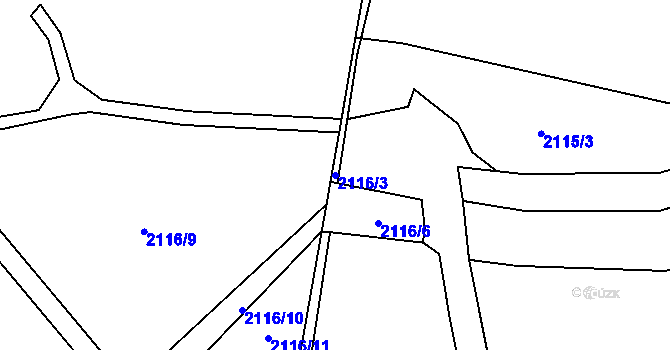 Parcela st. 2116/3 v KÚ Stodůlky, Katastrální mapa