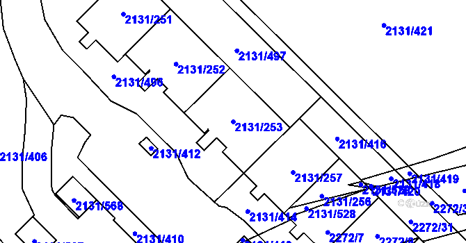 Parcela st. 2131/253 v KÚ Stodůlky, Katastrální mapa