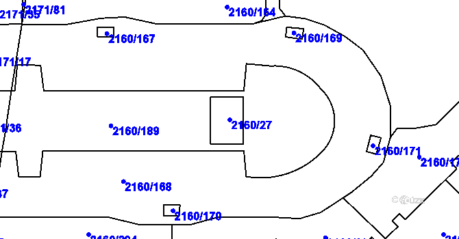 Parcela st. 2160/27 v KÚ Stodůlky, Katastrální mapa