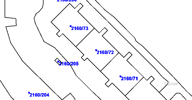 Parcela st. 2160/72 v KÚ Stodůlky, Katastrální mapa