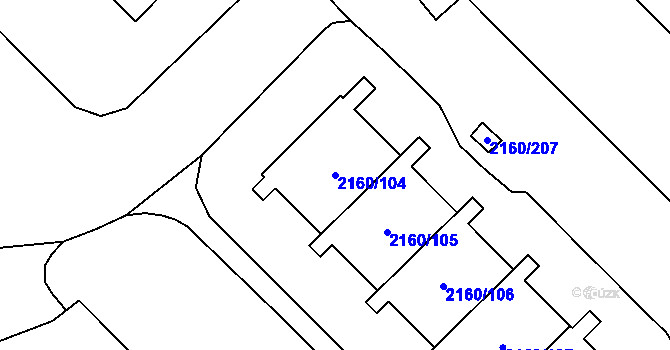 Parcela st. 2160/104 v KÚ Stodůlky, Katastrální mapa