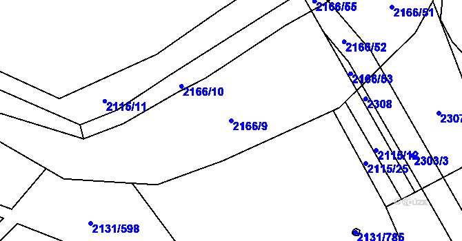 Parcela st. 2166/9 v KÚ Stodůlky, Katastrální mapa