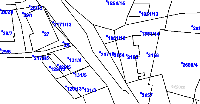 Parcela st. 2171/5 v KÚ Stodůlky, Katastrální mapa