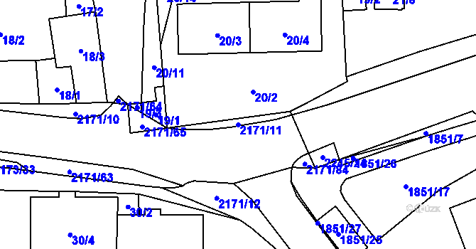 Parcela st. 2171/11 v KÚ Stodůlky, Katastrální mapa