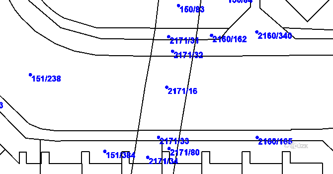 Parcela st. 2171/16 v KÚ Stodůlky, Katastrální mapa