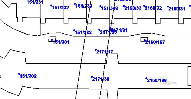 Parcela st. 2171/17 v KÚ Stodůlky, Katastrální mapa
