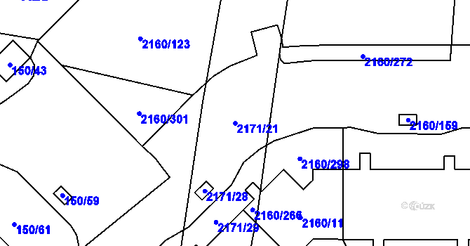 Parcela st. 2171/21 v KÚ Stodůlky, Katastrální mapa