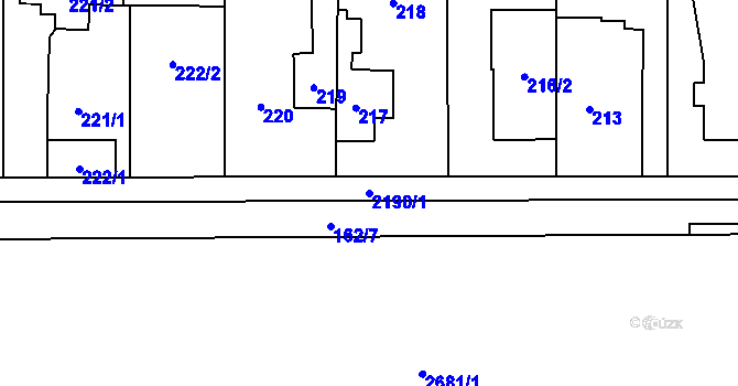 Parcela st. 2190/1 v KÚ Stodůlky, Katastrální mapa