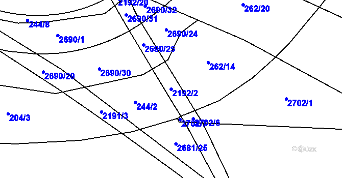 Parcela st. 2192/2 v KÚ Stodůlky, Katastrální mapa