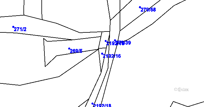Parcela st. 2192/16 v KÚ Stodůlky, Katastrální mapa