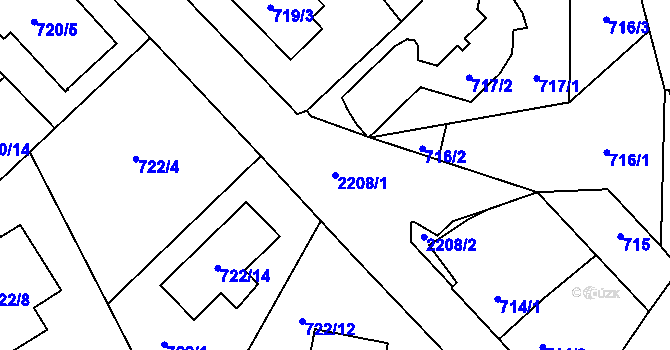 Parcela st. 2208/1 v KÚ Stodůlky, Katastrální mapa
