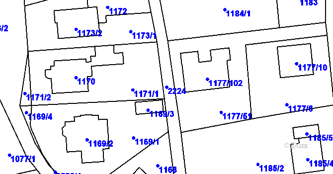 Parcela st. 2224 v KÚ Stodůlky, Katastrální mapa