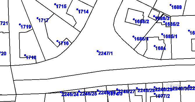 Parcela st. 2247/1 v KÚ Stodůlky, Katastrální mapa