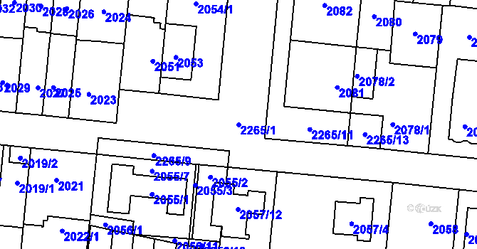 Parcela st. 2265/1 v KÚ Stodůlky, Katastrální mapa