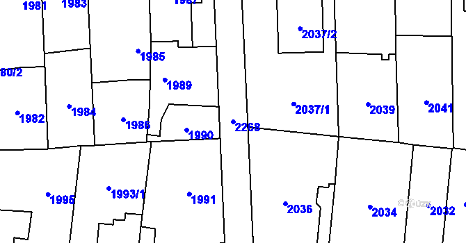Parcela st. 2268 v KÚ Stodůlky, Katastrální mapa