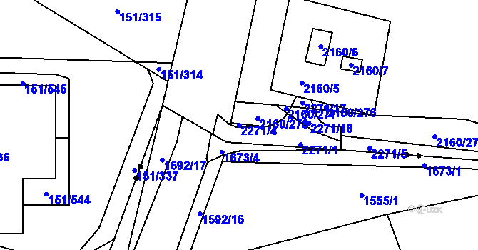 Parcela st. 2271/4 v KÚ Stodůlky, Katastrální mapa