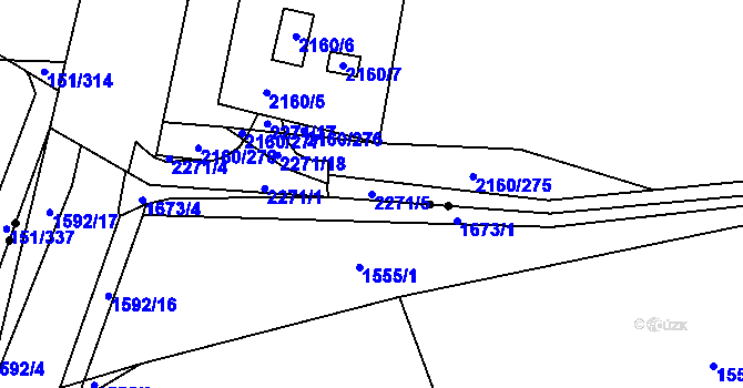 Parcela st. 2271/5 v KÚ Stodůlky, Katastrální mapa