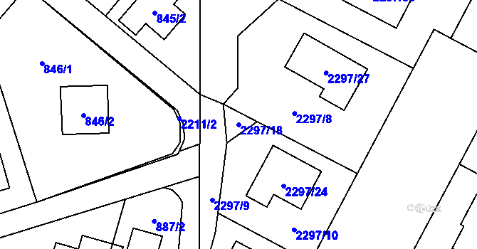 Parcela st. 2297/18 v KÚ Stodůlky, Katastrální mapa