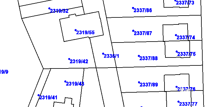 Parcela st. 2336/1 v KÚ Stodůlky, Katastrální mapa