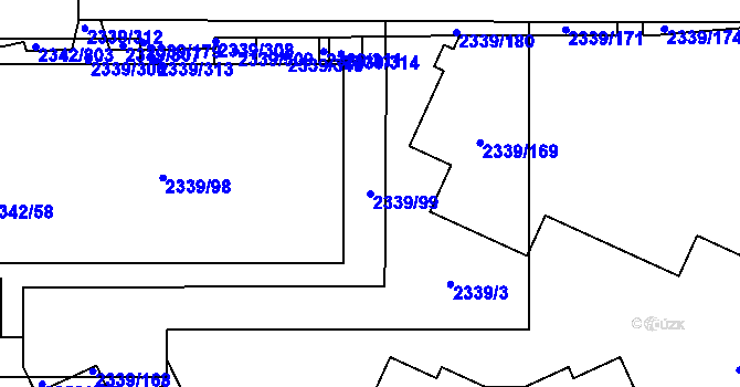 Parcela st. 2339/99 v KÚ Stodůlky, Katastrální mapa