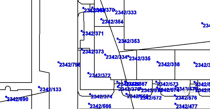 Parcela st. 2342/334 v KÚ Stodůlky, Katastrální mapa