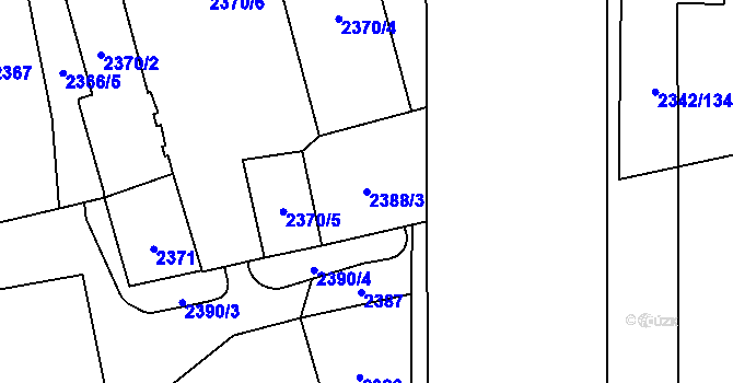 Parcela st. 2388/3 v KÚ Stodůlky, Katastrální mapa