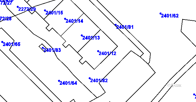 Parcela st. 2401/12 v KÚ Stodůlky, Katastrální mapa