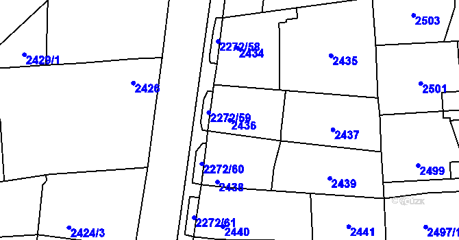 Parcela st. 2436 v KÚ Stodůlky, Katastrální mapa