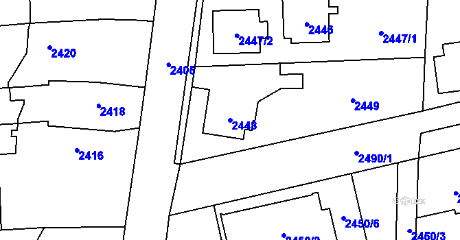Parcela st. 2448 v KÚ Stodůlky, Katastrální mapa