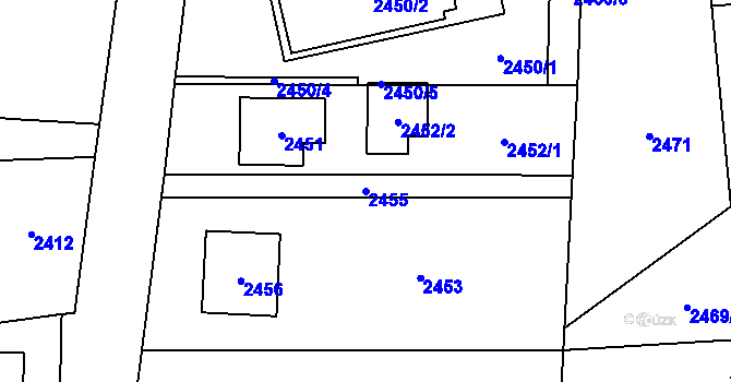Parcela st. 2455 v KÚ Stodůlky, Katastrální mapa