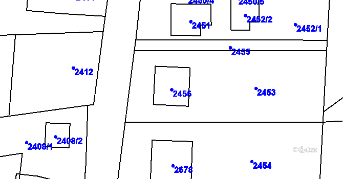 Parcela st. 2456 v KÚ Stodůlky, Katastrální mapa