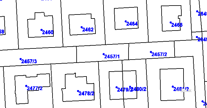 Parcela st. 2457/1 v KÚ Stodůlky, Katastrální mapa