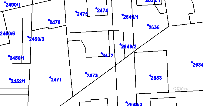 Parcela st. 2472 v KÚ Stodůlky, Katastrální mapa
