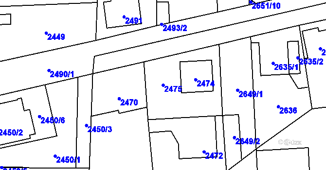 Parcela st. 2475 v KÚ Stodůlky, Katastrální mapa