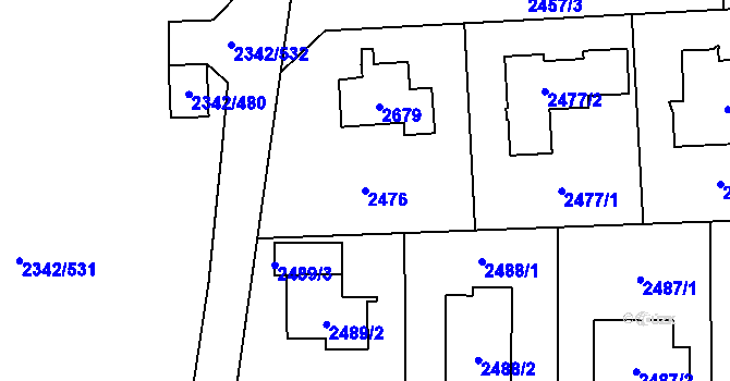 Parcela st. 2476 v KÚ Stodůlky, Katastrální mapa