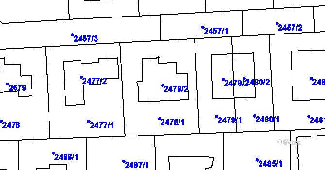 Parcela st. 2478/2 v KÚ Stodůlky, Katastrální mapa