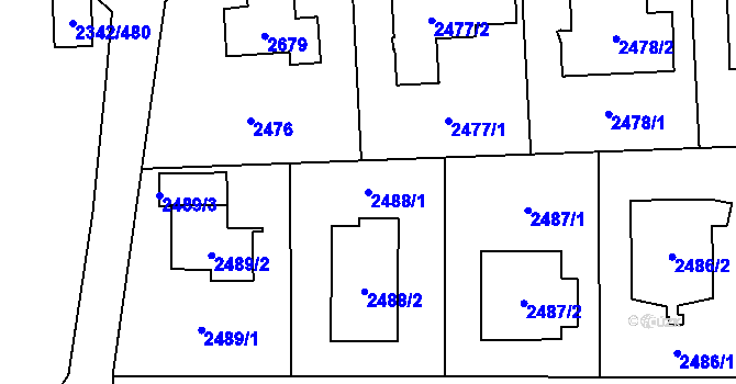 Parcela st. 2488/1 v KÚ Stodůlky, Katastrální mapa