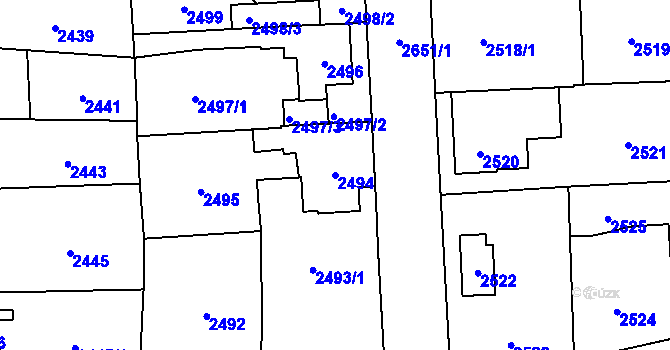 Parcela st. 2494 v KÚ Stodůlky, Katastrální mapa