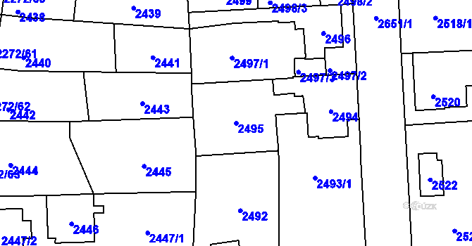 Parcela st. 2495 v KÚ Stodůlky, Katastrální mapa