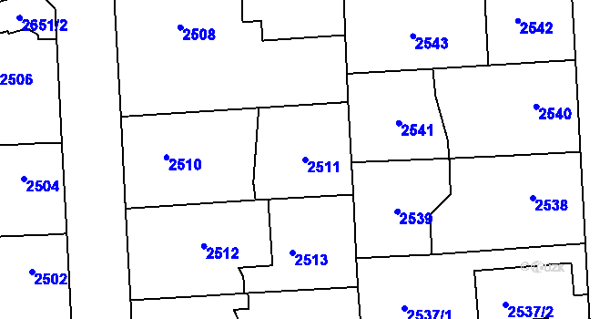 Parcela st. 2511 v KÚ Stodůlky, Katastrální mapa