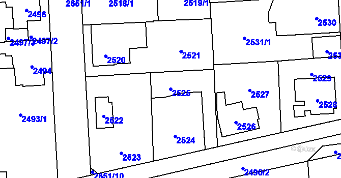 Parcela st. 2525 v KÚ Stodůlky, Katastrální mapa
