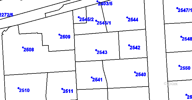 Parcela st. 2543 v KÚ Stodůlky, Katastrální mapa