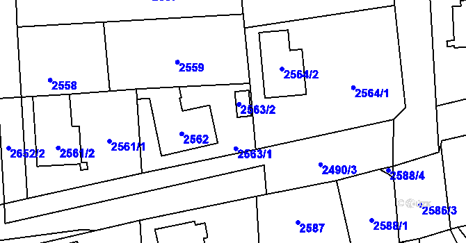 Parcela st. 2563 v KÚ Stodůlky, Katastrální mapa