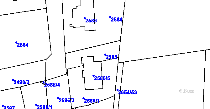 Parcela st. 2585 v KÚ Stodůlky, Katastrální mapa