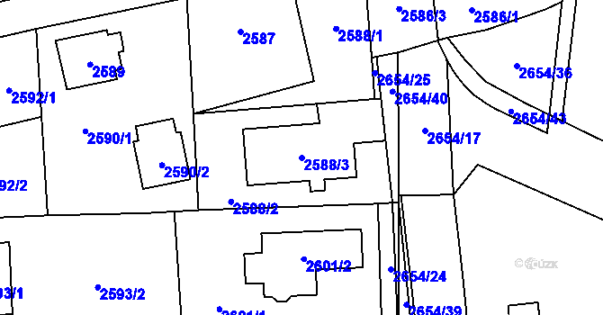 Parcela st. 2588/3 v KÚ Stodůlky, Katastrální mapa