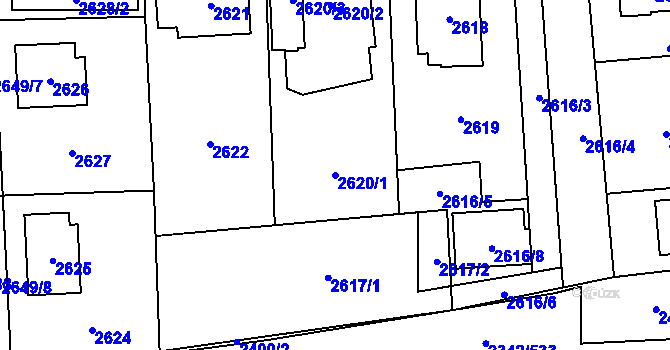 Parcela st. 2620/1 v KÚ Stodůlky, Katastrální mapa